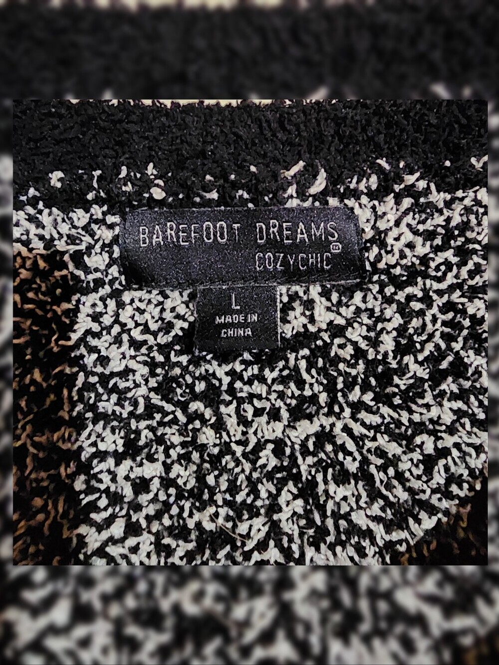 Barefoot Dreams CozyChic Seaside Black Fair Isle Crew Neck Sweater L - Picture 6 of 8